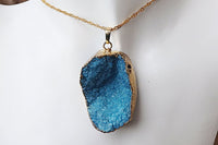 Aqua Blue Druzy Necklace