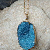 Aqua Blue Druzy Necklace