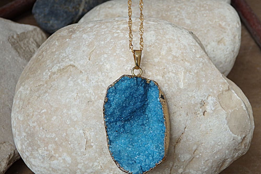 Aqua Blue Druzy Necklace