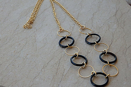 Black And Gold Long Necklace