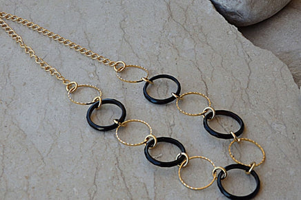 Black And Gold Long Necklace