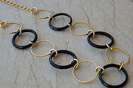 Black And Gold Long Necklace