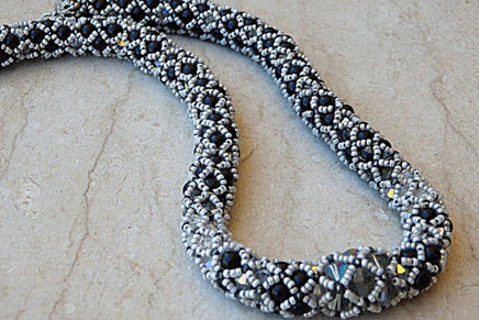 Black And Gray Crochet Necklace