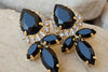Black Cluster Earrings For Evening Earrings. Black Elegant Earrings. Black Rebeka Earrings. Black Crystal Earrings. Black Post Earrings
