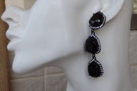 Black Crystal Chandelier Earrings