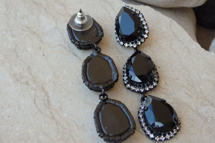 Black Crystal Chandelier Earrings