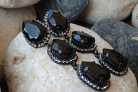 Black Crystal Chandelier Earrings