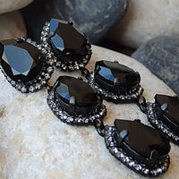 Black Crystal Chandelier Earrings