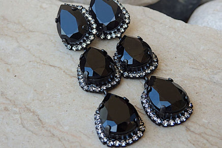 Black Crystal Chandelier Earrings