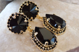 Black Crystal Chandelier Earrings