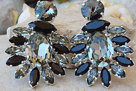 Black Diamond Cluster Earrings