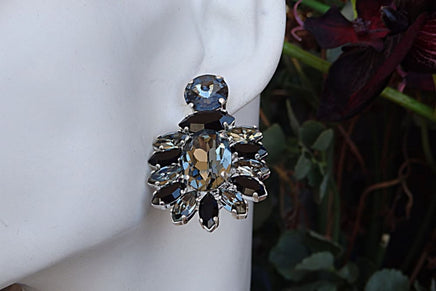 Black Diamond Cluster Earrings