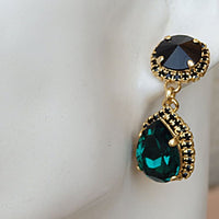 Black Emerald Chandelier Earrings