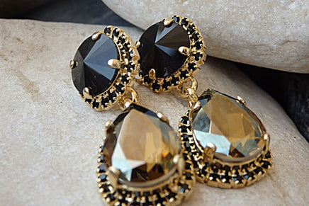 Black Evening Chandelier Earrings