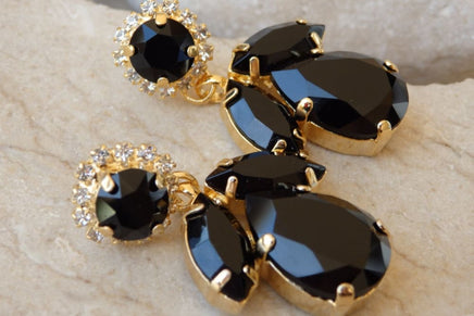 Black Evening Earrings