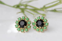 Black Green Earrings