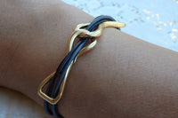 Black Leather Bracelet. Bridesmaid Infinity Bracelet