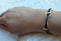 Black Leather Bracelet. Bridesmaid Infinity Bracelet