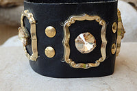 Black Leather Cuff Bracelet