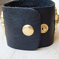 Black Leather Cuff Bracelet