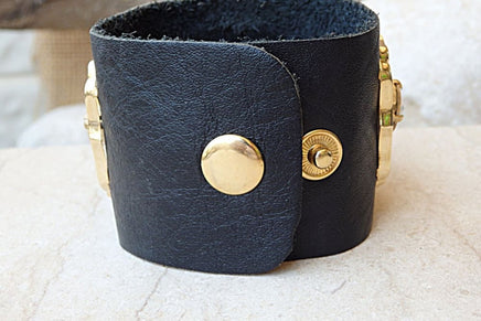 Black Leather Cuff Bracelet