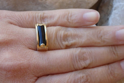 Black Onyx Square Band Ring