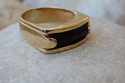 Black Onyx Square Band Ring