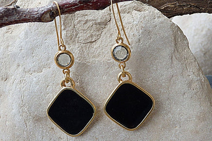 Black Rhombus Dangle Earrings