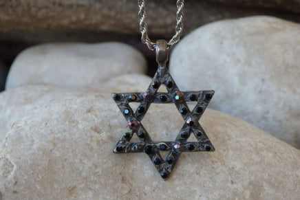 Black Star Of David Necklace