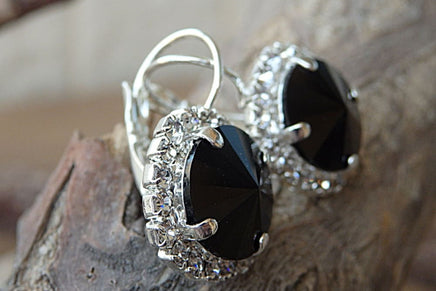 Black Rebeka Drop Earrings