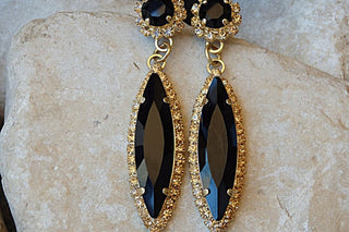 Black Rebeka Stud Earrings