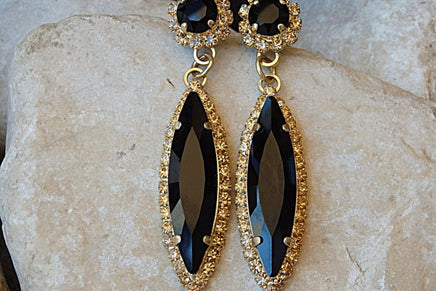 Black Rebeka Stud Earrings