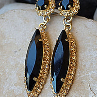 Black Rebeka Stud Earrings