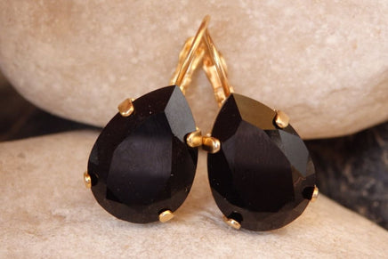 Black Teardrop Earrings