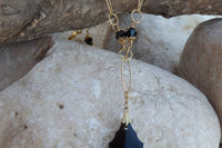 Black Teardrop Y Necklace