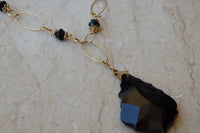 Black Teardrop Y Necklace