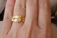 Blossom Ring. Blue Gemstone Ring. Dainty Gold Ring. Opal Flower Ring. Blue Opal Jewelry. Bridal Ring. Opal Art Deco Ring. Anniversary Gift