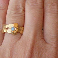 Blossom Ring. Blue Gemstone Ring. Dainty Gold Ring. Opal Flower Ring. Blue Opal Jewelry. Bridal Ring. Opal Art Deco Ring. Anniversary Gift