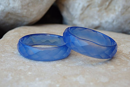 Blue Agate Band Ring. Agate Stone Band Ring