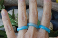 Blue Agate Banded Ring. Agate Stone Band Ring