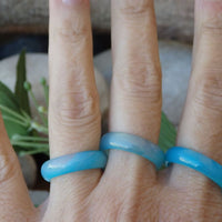 Blue Agate Banded Ring. Agate Stone Band Ring