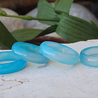 Blue Agate Banded Ring. Agate Stone Band Ring