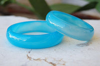 Blue Agate Banded Ring. Agate Stone Band Ring