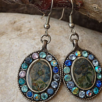 Blue Bridal Earrings. Rebeka Earrings. Enamel Vintage Style Jewelry For Bride. Silver Handmade Paint Earrings. Bridesmaid One Piece Gift