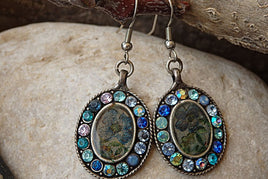 Blue Bridal Earrings. Rebeka Earrings. Enamel Vintage Style Jewelry For Bride. Silver Handmade Paint Earrings. Bridesmaid One Piece Gift