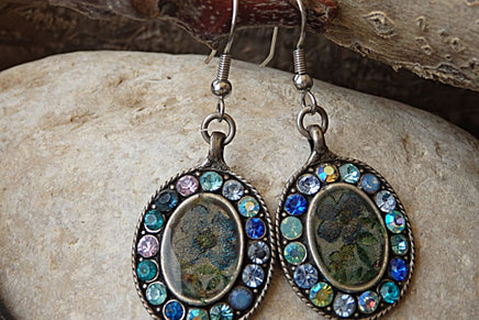 Blue Bridal Earrings. Rebeka Earrings. Enamel Vintage Style Jewelry For Bride. Silver Handmade Paint Earrings. Bridesmaid One Piece Gift