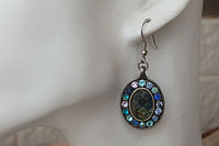 Blue Bridal Earrings. Rebeka Earrings. Enamel Vintage Style Jewelry For Bride. Silver Handmade Paint Earrings. Bridesmaid One Piece Gift