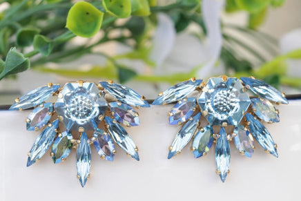 Blue Cluster Earrings