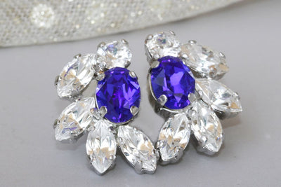 Blue Cluster Earrings