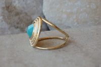 Blue Crystal Ring. Turquoise Gold Filled Ring. Bridal Unique Ring. Circular Earrings. Bridesmaid Jewelry Gift. Big Statement Solitaire Ring